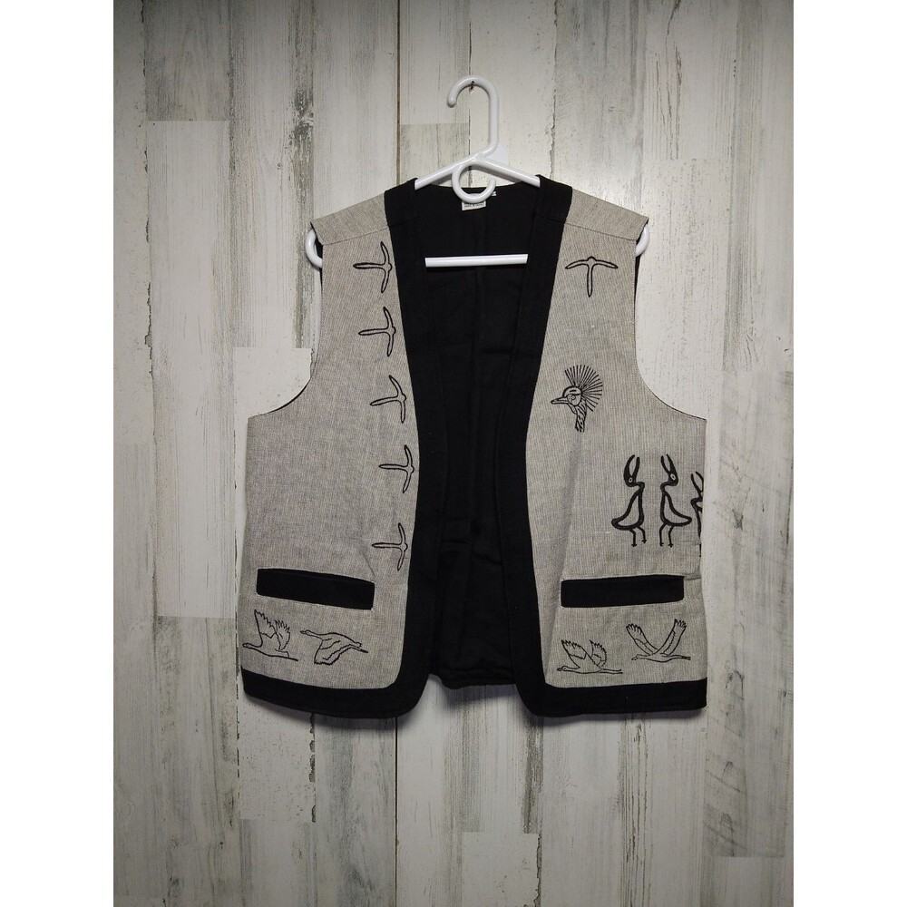 Venus Imports Sz L Art To Wear Nepal Bird Embroidered Vest Waistcoat Jacket